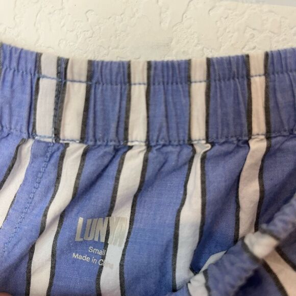 Lunya Blue Striped Wide Leg Airy Sleepwear Pajama Pants Women's Size Small - Picture 5 of 7